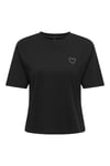 Onlrhine Pamuklu Boxy Fit Taş Detaylı Bisiklet Yaka Kadın T Shirt 15368901 SİYAH