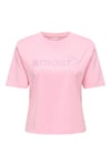 Onlrhine Pamuklu Boxy Fit Taş Detaylı Bisiklet Yaka Kadın T Shirt 15368901 PEMBE