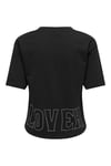 Onlrhine Pamuklu Boxy Fit Taş Detaylı Bisiklet Yaka Kadın T Shirt 15368901 SİYAH