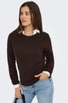 Onlrica Regular Fit Bisiklet Yaka Kadın Kazak 15204279 KOYU KAHVE