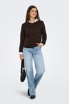 Onlrica Regular Fit Bisiklet Yaka Kadın Kazak 15204279 KOYU KAHVE