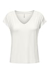 Onlrilla Regular Fit V Yaka Kısa Kollu Kadın T Shirt 15315776 KREM