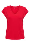 Onlrilla Regular Fit V Yaka Kısa Kollu Kadın T Shirt 15315776 KIRMIZI