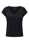 Onlrilla Regular Fit V Yaka Kısa Kollu Kadın T Shirt 15315776 SİYAH