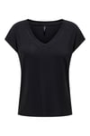Onlrilla Regular Fit V Yaka Kısa Kollu Kadın T Shirt 15315776 SİYAH