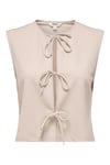 Onlsakura Regular Fit Yuvarlak Yaka Bağlama Detaylı Kadın Yelek 15366877 AÇIK BEJ