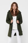 Onlsally Su Geçirmez Kapüşonlu Fermuar ve Çıtçıt Kapamalı Regular Fit Kadın Mont 15206116 HAKİ