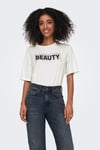 Onlsanni Taşlı Pamuklu Regular Fit Bisiklet Yaka Kadın T Shirt 15346650 BEYAZ-GRİ