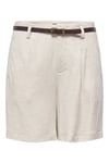 Onlsiesta Keten Karışımlı Regular Fit Kemer Detaylı Kadın Short 15367413 TAŞ