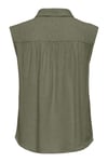 Onlsiesta Keten Karışımlı Regular Fit Klasik Yaka Kadın Bluz 15367416 HAKİ