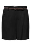 Onlsiesta Keten Karışımlı Regular Fit Kemer Detaylı Kadın Short 15367413 SİYAH