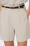 Onlsiesta Keten Karışımlı Regular Fit Kemer Detaylı Kadın Short 15367413 TAŞ