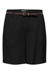 Onlsiesta Keten Karışımlı Regular Fit Kemer Detaylı Kadın Short 15367413 SİYAH