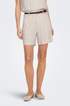 Onlsiesta Keten Karışımlı Regular Fit Kemer Detaylı Kadın Short 15367413 TAŞ