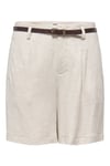 Onlsiesta Keten Karışımlı Regular Fit Kemer Detaylı Kadın Short 15367413 TAŞ