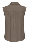 Onlsiesta Keten Karışımlı Regular Fit Klasik Yaka Kadın Bluz 15367416 VİZON