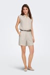 Onlsiesta Keten Karışımlı Regular Fit Kemer Detaylı Kadın Short 15367413 TAŞ