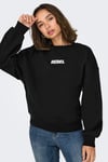 Onlsofia Baskılı Streç Pamuklu Regular Fit Bisiklet Yaka Kadın Sweat 15329876 SİYAH