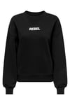 Onlsofia Baskılı Streç Pamuklu Regular Fit Bisiklet Yaka Kadın Sweat 15329876 SİYAH