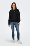 Onlsofia Baskılı Streç Pamuklu Regular Fit Bisiklet Yaka Kadın Sweat 15329876 SİYAH