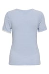 Onltine Çizgili Fitted Bisiklet Yaka Kadın T Shirt 15315406 EKRU-MAVİ