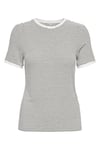 Onltine Çizgili Fitted Bisiklet Yaka Kadın T Shirt 15315406 EKRU-SİYAH