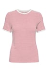 Onltine Çizgili Fitted Bisiklet Yaka Kadın T Shirt 15315406 EKRU-KIRMIZI