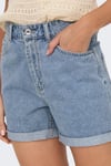 Onlvega % 100 Pamuk Regular Fit Yüksek Bel Mini Kot Kadın Short 15230571 AÇIK MAVİ