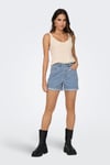 Onlvega % 100 Pamuk Regular Fit Yüksek Bel Mini Kot Kadın Short 15230571 AÇIK MAVİ
