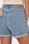 Onlvega % 100 Pamuk Regular Fit Yüksek Bel Mini Kot Kadın Short 15230571 AÇIK MAVİ