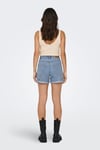 Onlvega % 100 Pamuk Regular Fit Yüksek Bel Mini Kot Kadın Short 15230571 AÇIK MAVİ