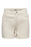 Onlvega % 100 Pamuk Regular Fit Yüksek Bel Mini Kot Kadın Short 15230571 EKRU
