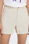 Onlvega % 100 Pamuk Regular Fit Yüksek Bel Mini Kot Kadın Short 15230571 EKRU