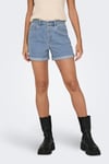 Onlvega % 100 Pamuk Regular Fit Yüksek Bel Mini Kot Kadın Short 15230571 AÇIK MAVİ