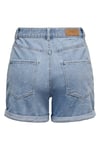 Onlvega % 100 Pamuk Regular Fit Yüksek Bel Mini Kot Kadın Short 15230571 AÇIK MAVİ