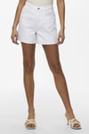 Onlvega % 100 Pamuk Regular Fit Yüksek Bel Mini Kot Kadın Short 15230571 BEYAZ
