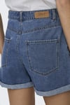 Onlvega % 100 Pamuk Regular Fit Yüksek Bel Mini Kot Kadın Short 15230571 MAVİ