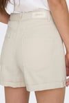 Onlvega % 100 Pamuk Regular Fit Yüksek Bel Mini Kot Kadın Short 15230571 EKRU