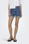 Onlvega % 100 Pamuk Regular Fit Yüksek Bel Mini Kot Kadın Short 15230571 MAVİ