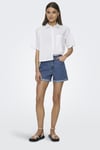 Onlvega % 100 Pamuk Regular Fit Yüksek Bel Mini Kot Kadın Short 15230571 MAVİ