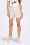 Onlvega % 100 Pamuk Regular Fit Yüksek Bel Mini Kot Kadın Short 15230571 EKRU