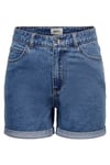 Onlvega % 100 Pamuk Regular Fit Yüksek Bel Mini Kot Kadın Short 15230571 MAVİ