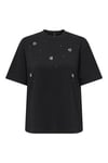 Onlvita % 100 Pamuk Regular Fit Taş Detaylı Bisiklet Yaka Kadın T Shirt 15343769 SİYAH
