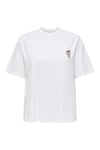 Onlvita % 100 Pamuk Regular Fit Taş Detaylı Bisiklet Yaka Kadın T Shirt 15343769 EKRU