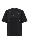 Onlvita % 100 Pamuk Regular Fit Taş Detaylı Bisiklet Yaka Kadın T Shirt 15343769 SİYAH