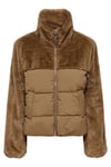 Onlwanja Regular Fit Peluş Detaylı Şişme Kadın Mont 15292945 KAHVE