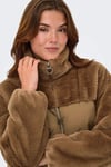 Onlwanja Regular Fit Peluş Detaylı Şişme Kadın Mont 15292945 KAHVE