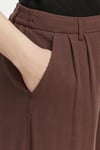Only Keten Karışımlı Yüksek Bel Bol Paça Kadın Pantolon 15370398 KAHVE