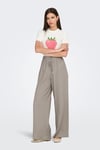 Only Onlagnes Regular Fit Yüksek Bel Geniş Paça Bayan Pantolon 15346910 BEJ