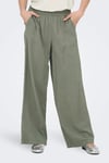 Only Onlaris Regular Fit Normal Bel Geniş Paça Kadın Pantolon 15337956 Olive